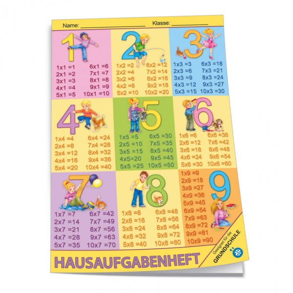 Trötsch Hausaufgabenheft A5 mit farbig hinterlegten Wochentagen - 1x1 **