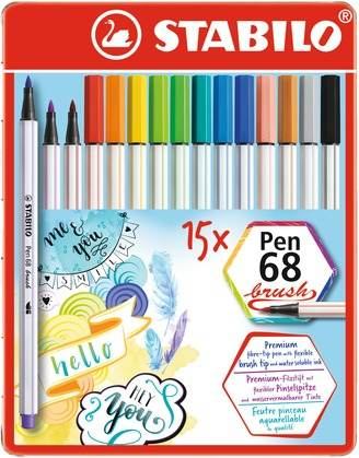 STABILO Pinselmaler Pen 68 brush Metalletui 15St/15 Farben