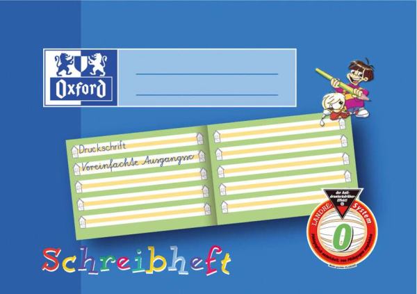 Oxford Schreibheft Lineatur 0 liniert 16 Blatt blau DIN A5 quer **