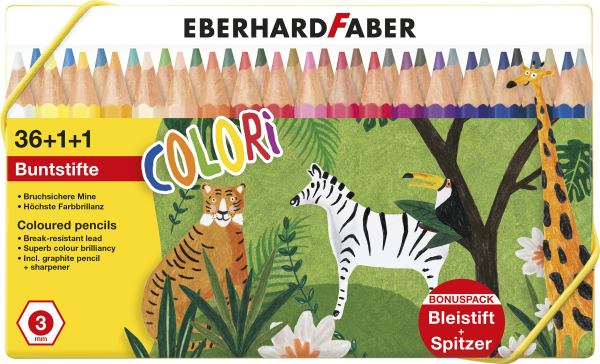 EBERHARD FABER Buntstifte Colori Etui + Spitzer mehrfarbig 0,3cm 37 Teile **