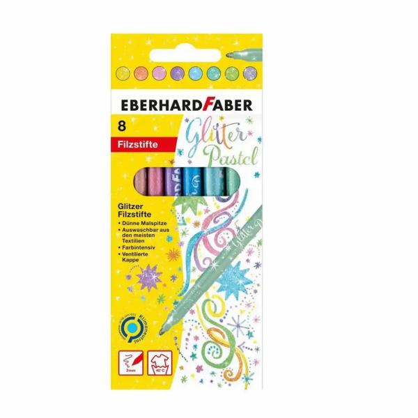 EBERHARD FABER Glitter Filzstifte - Pastell - 8er im Kartonetui **