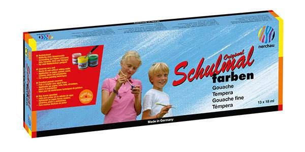 Schulmalfarben im Töpfchen 13x 18 ml